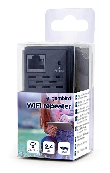 WiFi extender Gembird WNP-RP300-03 300 Mbps, čierny Obal/škatuľka