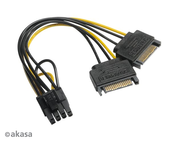 Adapter AKASA 2x SATA to 8-pin PCIe 2.0 Power Adapter Connectivity (ports)