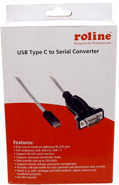 Adapter Roline Adapter USB C(M) ->  RS232 (MD9) 1.8m Packaging/box