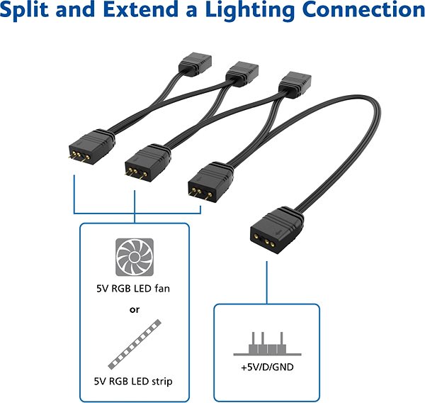 Adapter AKASA - 1 to 6 addressable RGB splitter / AK-CBLD13-85BK ...