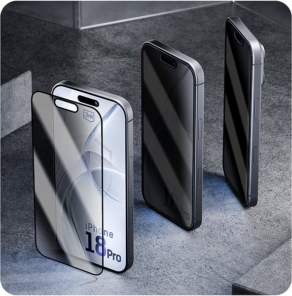 Glass Screen Protector 3MK HARDY Privzone 9H tempered glass for the Apple iPhone 18 Pro (2 pieces) with ProFIT self-applica ...
