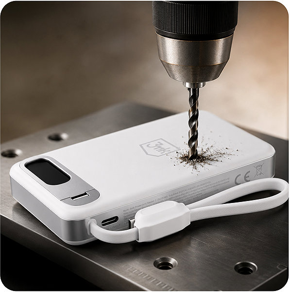 Power Bank 3MK Incharge Genesis Qi2, 10000mAh, 25W MagSafe + USB-C PD 45W, integrated cable, white ...