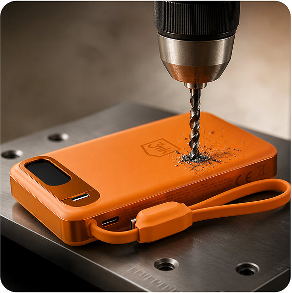 Power bank 3MK Incharge Genesis Qi2, 10.000 mAh, 25W MagSafe + USB-C PD 45W, beépített kábel, narancssárga ...
