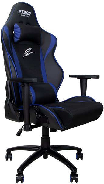 Gamer szék EVOLVEO Ptero ZX Cooled fekete/kék Oldalnézet