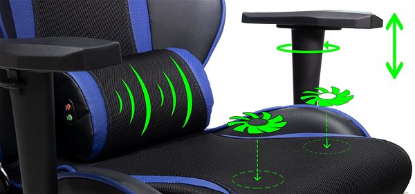 Gaming Chair EVOLVEO Ptero ZX Cooled Black/Blue Features/technology