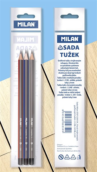 Bleistift MILAN 2B, HB, H, dreikantig - Packung mit 3St ...