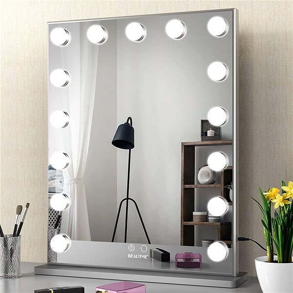 Makeup Mirror Mmiro, L605V, Hollywood make-up mirror with lighting 42 × 51 cm, silver ...