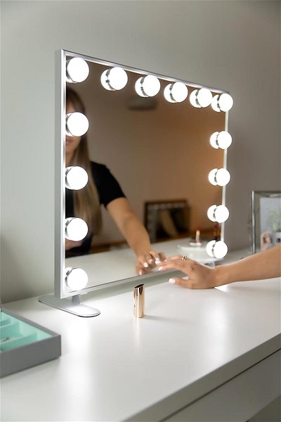 Makeup Mirror Mmiro, Hollywood make-up mirror with lighting L606 60 × 53 cm, silver ...