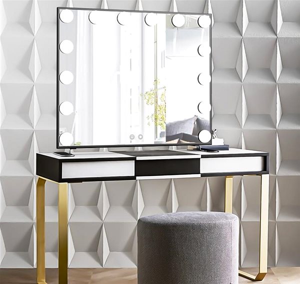 Makeup Mirror Mmiro, Hollywood make-up mirror with lighting L606B, 60 × 53 cm, black ...