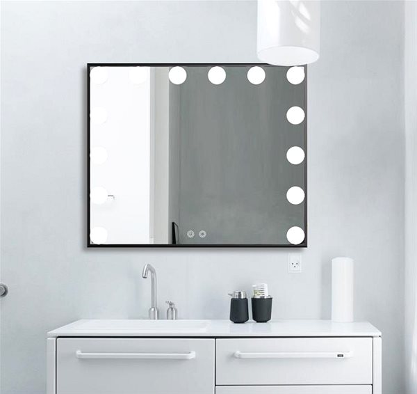 Makeup Mirror Mmiro, Hollywood make-up mirror with lighting L606B, 60 × 53 cm, black ...