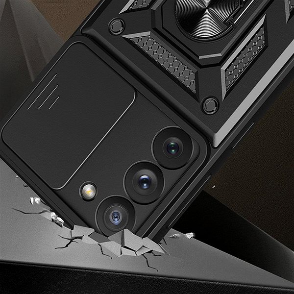 Kryt na mobil MG Hybrid Armor Camshield na Samsung Galaxy A54 5G, čierny ...