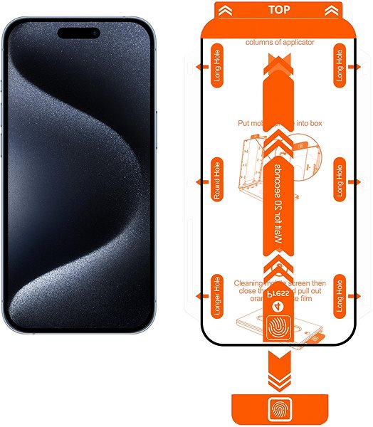 Üvegfólia Mobile Origin Orange Screen Guard iPhone 15 Plus üvegfólia + applikátor - 2db ...