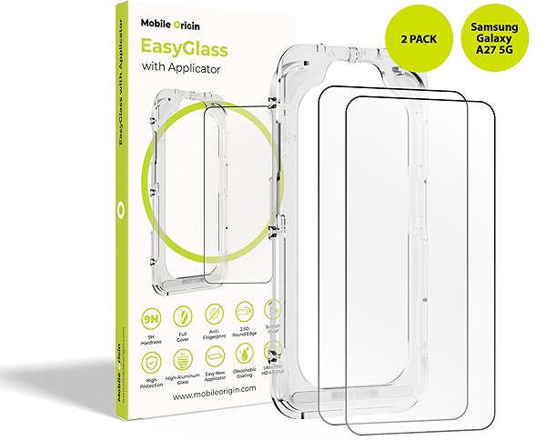 Glass Screen Protector Mobile Origin EasyGlass Protective Glass with Applicator Samsung Galaxy A27 5G, 2 pcs ...