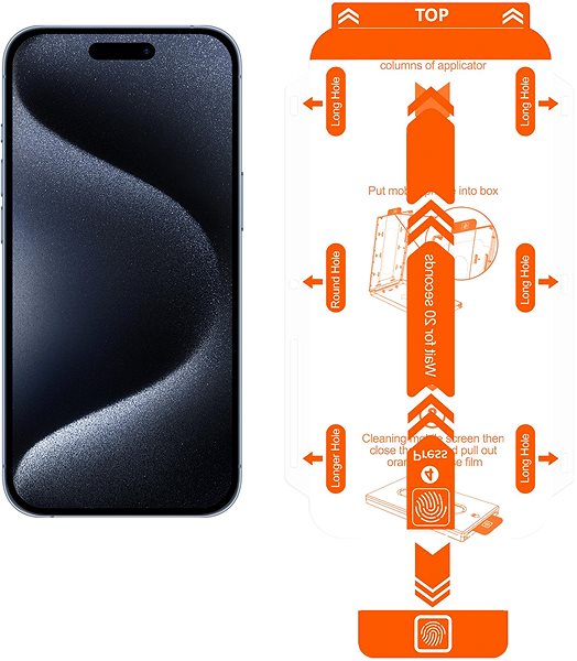Üvegfólia Mobile Origin Orange Screen Guard iPhone 15 Pro Max / 15 Plus üvegfólia + applikátor - 2db ...
