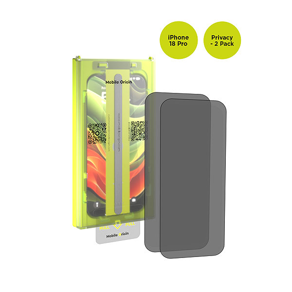 Glass Screen Protector Mobile Origin Screen Protector with Privacy Function and Easy Applicator – 2-Pack for iPhone 18 Pro ...