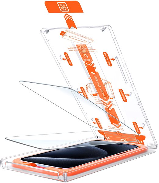 Üvegfólia Mobile Origin Orange Screen Guard iPhone 15 Pro / 15 üvegfólia + applikátor - 2db ...