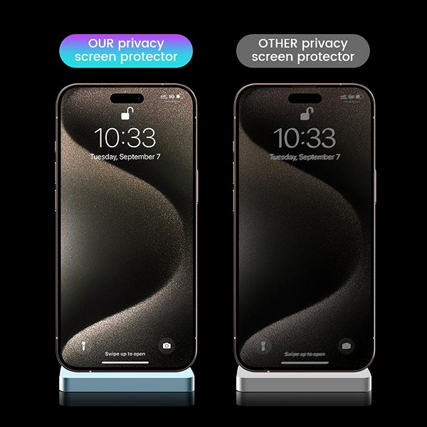 Schutzglas Mobile Origin Privacy Screen Guard iPhone 15 Pro 2 Stück mit Applikator ...