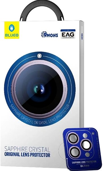 Kamera védő fólia Blueo Sapphire Crystal Stainless Steel iPhone 15 Pro Max kamera védő fólia - fekete ...