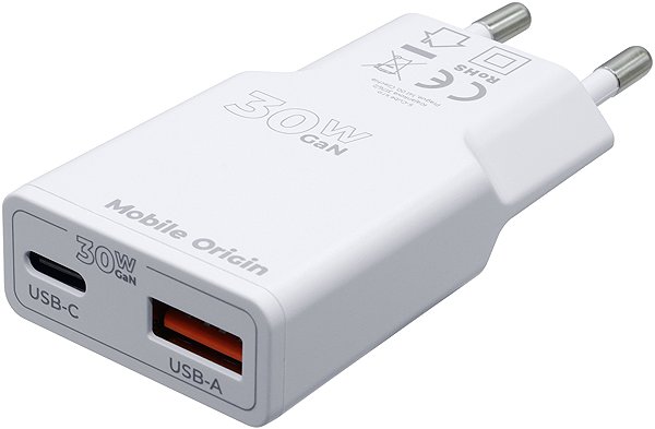 Wall Charger Mobile Origin GaN 30W Slim Charger TÜV MO16 - USB-A + USB-C ...