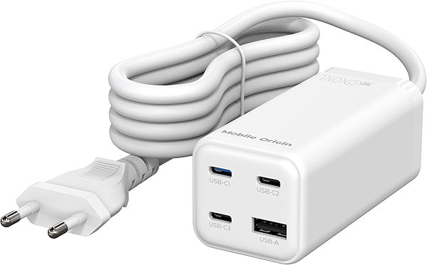 Wall Charger Mobile Origin GaN 100W Compact MultiHub Charger PW18 with 3x USB-C + USB-A ...