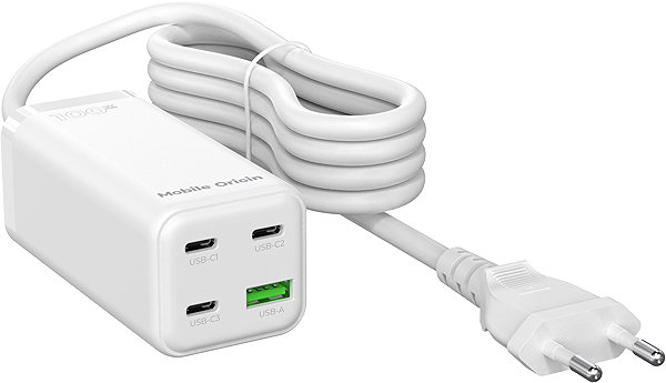 Wall Charger Mobile Origin GaN 100W Compact MultiHub Charger PW18 with 3x USB-C + USB-A ...