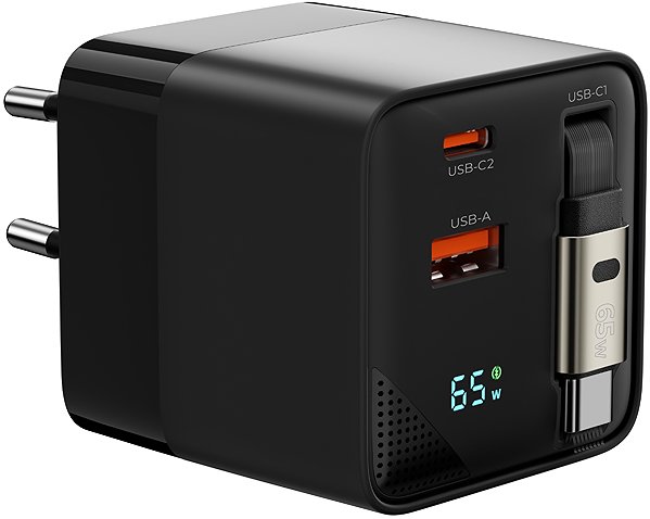 Wall Charger Mobile Origin 65W GaN Display Charger PW2 - USB-C Cable + USB-C + USB-A ...