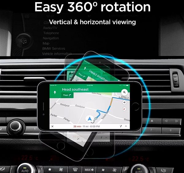Phone holder Spigen Car Mount Holder QS24 Black (CD Slot/Magnetic/Universal Compatibility) ...
