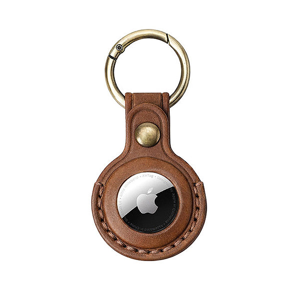 AirTag Key Ring Mobile Origin AirTag Leather Keychain A6 Midnight Brown ...