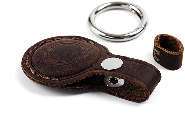 AirTag Key Ring Mobile Origin AirTag Outdoor Leather Keychain A7 Midnight Brown ...