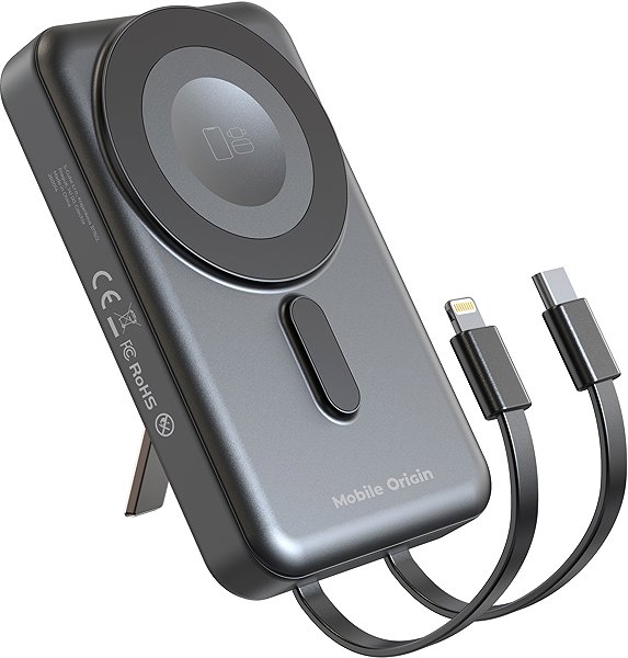 Power Bank Mobile Origin Wireless Magnetic PowerBank 10000mAh USB-C and Lightning Cable PB11 ...