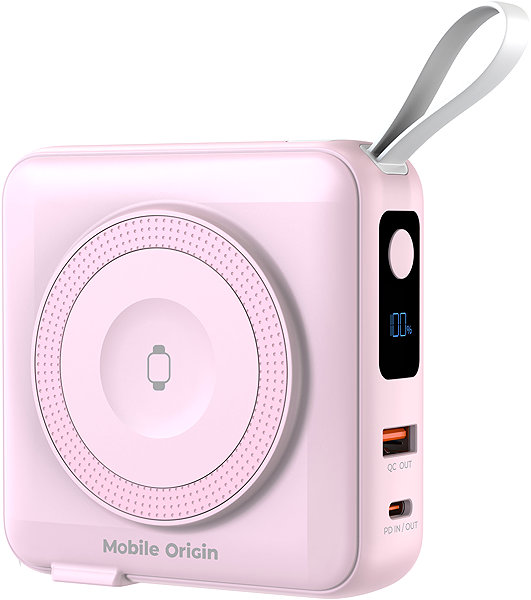 Power Bank Mobile Origin Powerbank & Travel Charger Lightning/USB-C Cable MagSafe/AW/iPhone Compatible Pink ...