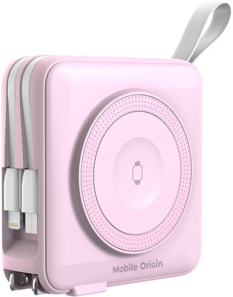Power Bank Mobile Origin Powerbank & Travel Charger Lightning/USB-C Cable MagSafe/AW/iPhone Compatible Pink ...