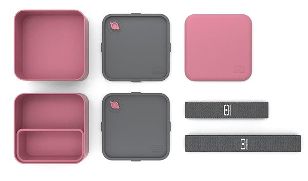 Snack Box MonBento Square Blush | burgundy Package content