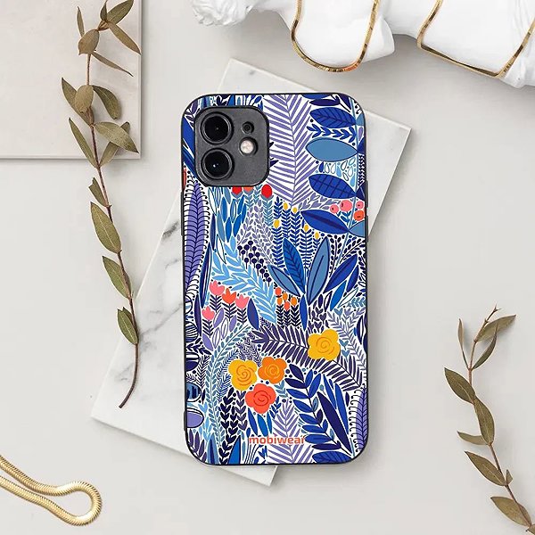Telefon tok Mobiwear Glossy Motorola Moto G57 Power fényes tok - G037G, kék virágok ...
