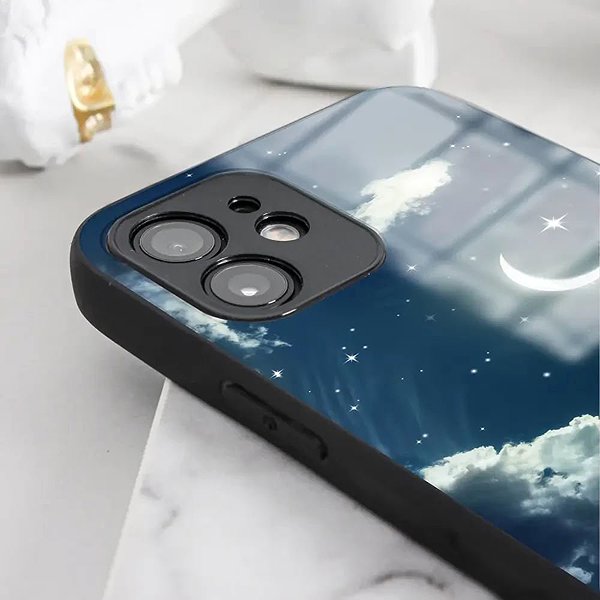 Telefon tok Mobiwear Glossy Vivo V70 5G fényes tok - G048G, éjszakai égbolt és Hold ...