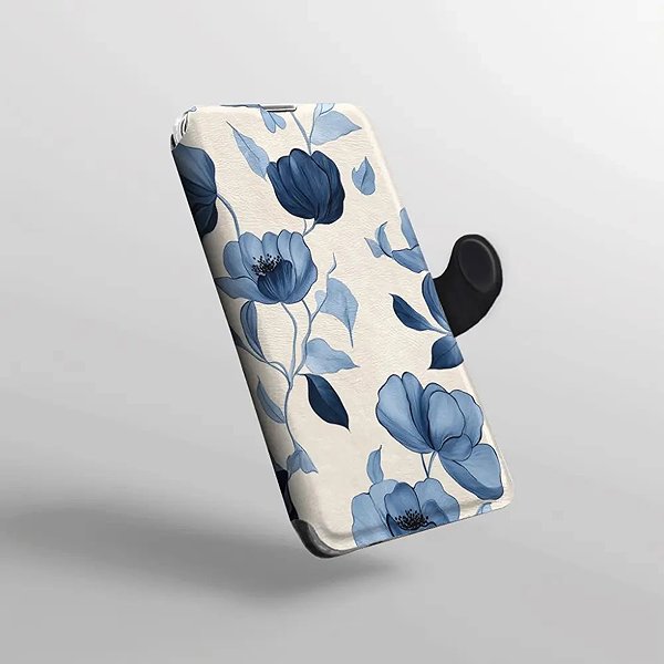 Mobiltelefon tok Mobiwear Honor 400 Lite flip tok - kék virágok ...