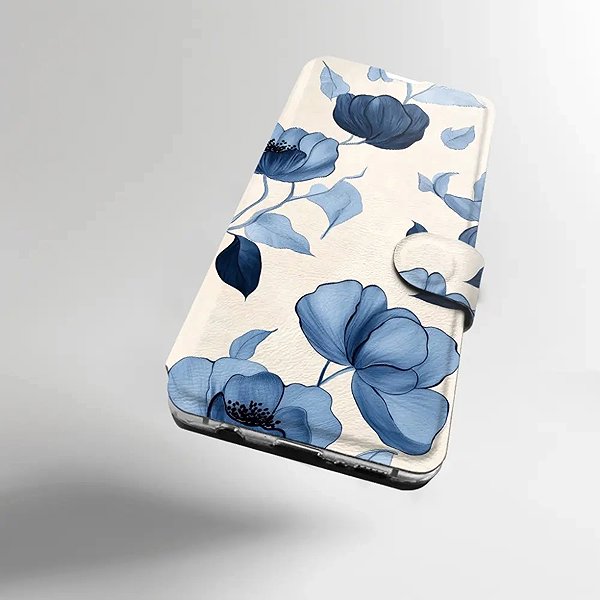Mobiltelefon tok Mobiwear Honor 400 Lite flip tok - kék virágok ...