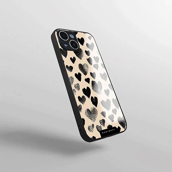 Telefon tok Mobiwear Glossy Samsung Galaxy S25 FE fekete szívecskék fényes tok ...