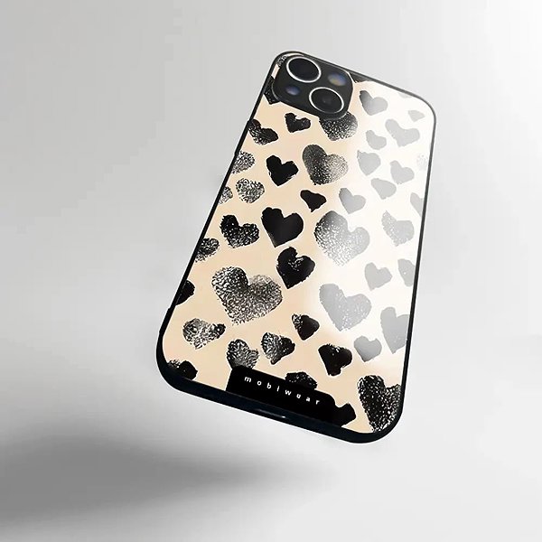 Telefon tok Mobiwear Glossy Samsung Galaxy S25 FE fekete szívecskék fényes tok ...