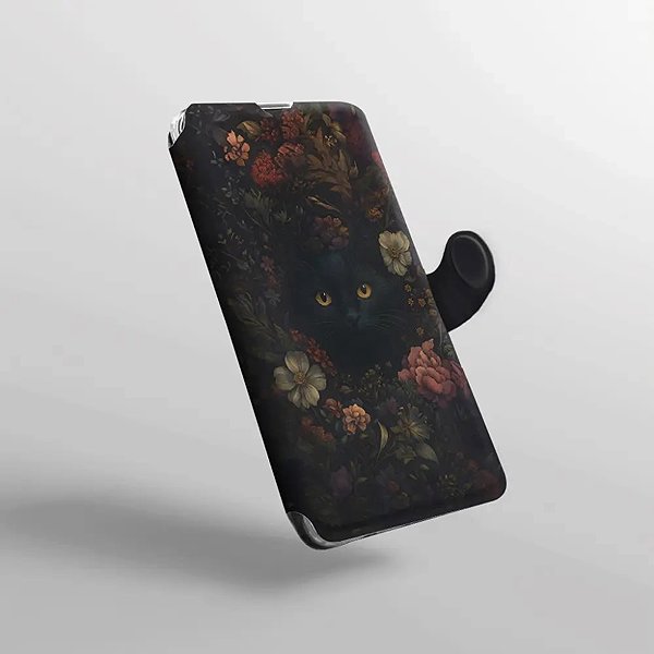 Mobiltelefon tok Mobiwear Flip Samsung Galaxy S25 FE fekete macska tok ...