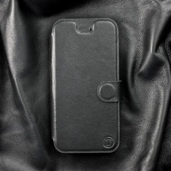 Mobiltelefon tok Mobiwear Apple iPhone 16 Pro fekete bőr flip tok - L_BLS ...