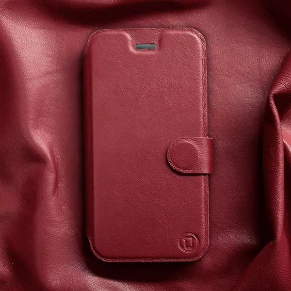 Mobiltelefon tok Mobiwear Apple iPhone 16 Pro sötétpiros bőr flip tok - L_DRS ...