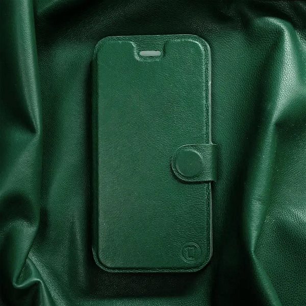 Mobiltelefon tok Mobiwear Apple iPhone 16 Pro zöld bőr flip tok - L_GRS ...