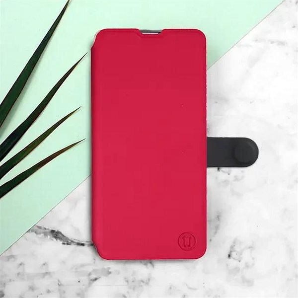 Mobiltelefon tok Mobiwear Soft Touch Apple iPhone 16 Pro piros / fekete flip tok ...