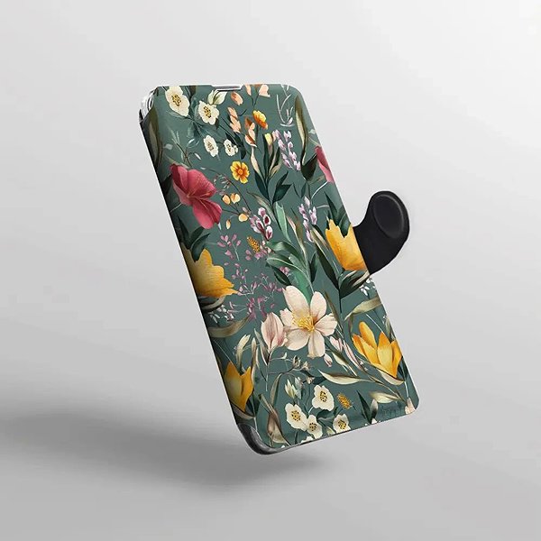 Mobiltelefon tok Mobiwear Xiaomi 15 flip tok - zöld rét ...
