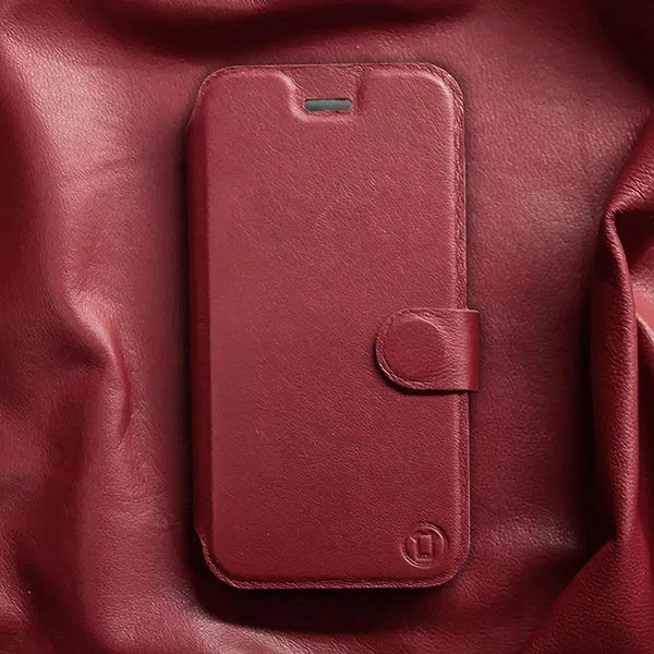 Mobiltelefon tok Mobiwear Poco F7 Pro 5G sötétpiros bőr flip tok ...