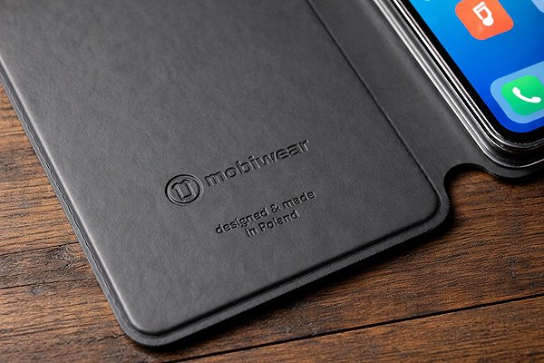 Mobiltelefon tok Mobiwear Honor Magic8 Pro fekete bőr flip tok ...