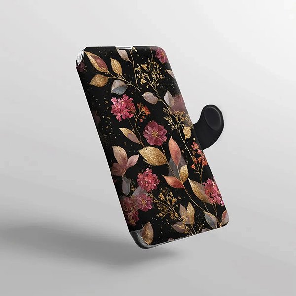 Mobiltelefon tok Mobiwear Samsung Galaxy S26 Ultra flip tok - V171S, aranyszínű levelek ...
