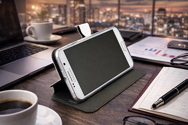 Mobiltelefon tok Mobiwear Samsung Galaxy A57 5G fekete bőr flip tok ...