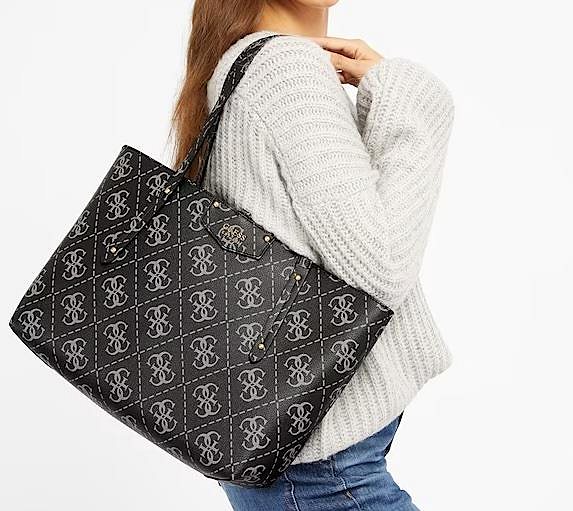 Kabelka GUESS Eco Brenton Maxi 4G Logo Shopper Černá ...